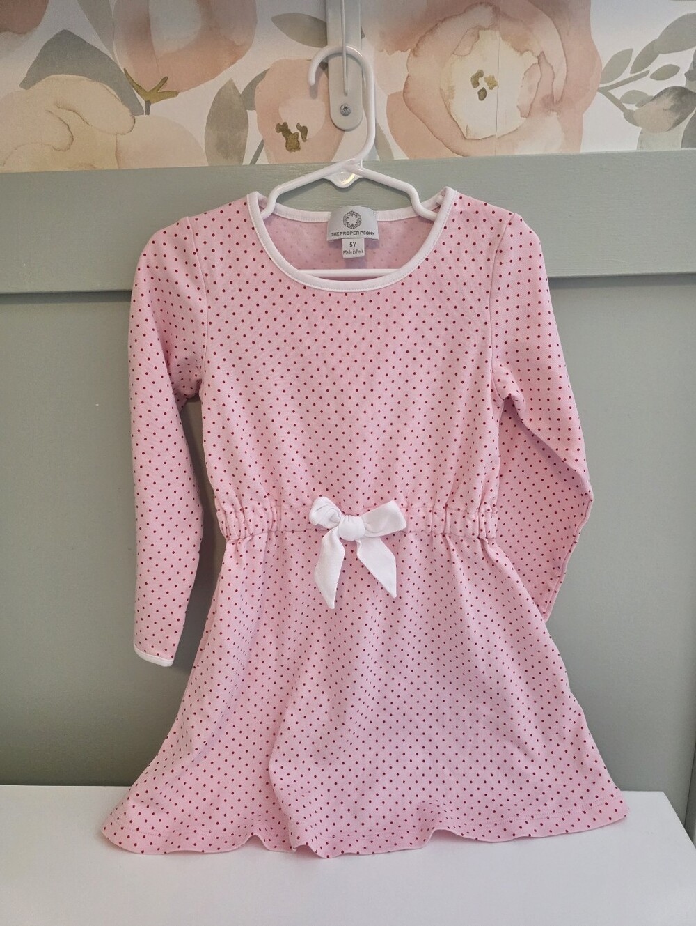 The Proper Peony 5 Years Or 5t Pink Polka Dot Bow Girls Dress Smocked Brand